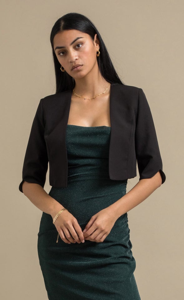 Cropped Evening Blazer Black