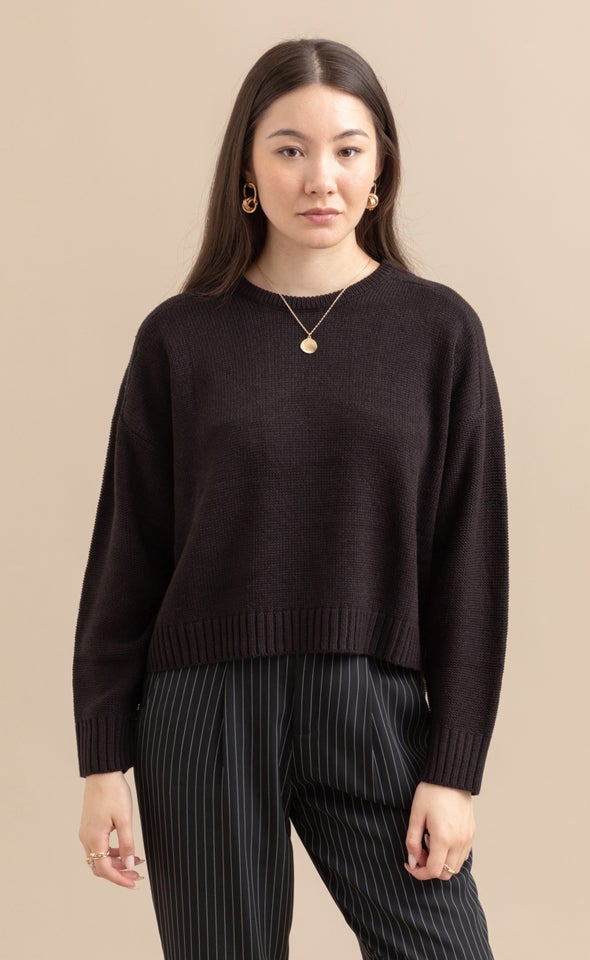 Cropped Length Sweater Black