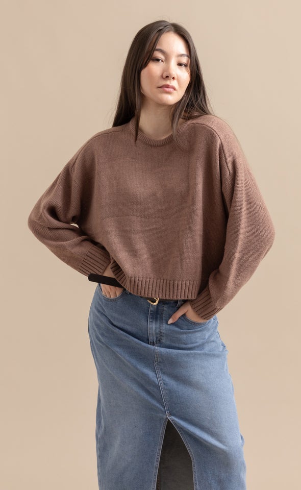 Cropped Length Sweater Chocolate