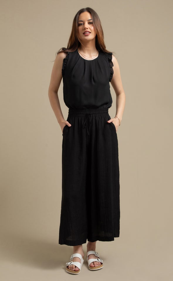 Cropped Wide Leg Pants Black