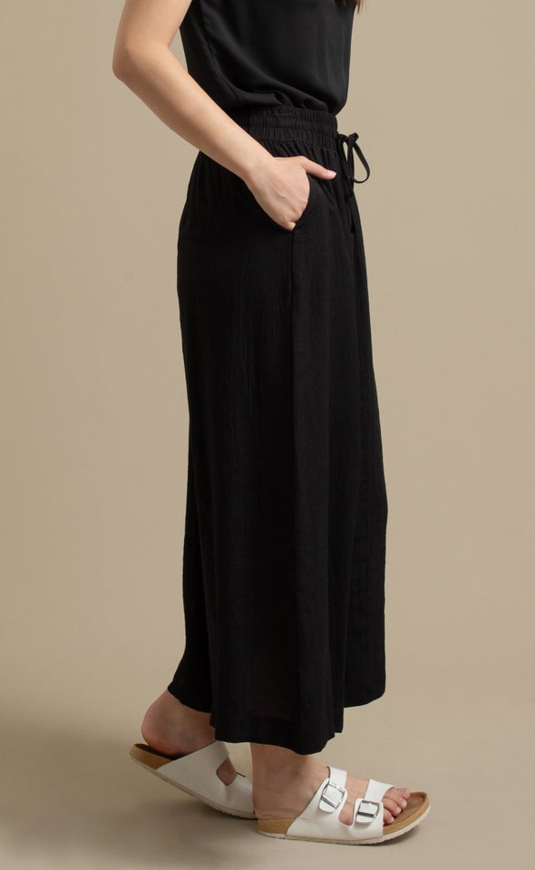 Cropped Wide Leg Pants Black