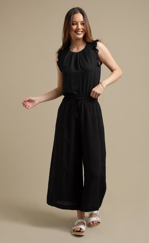 Cropped Wide Leg Pants Black