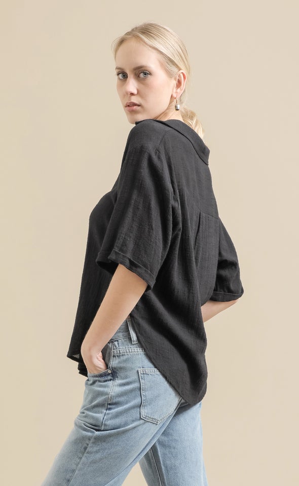 Cuffed Sleeve Shirt Black