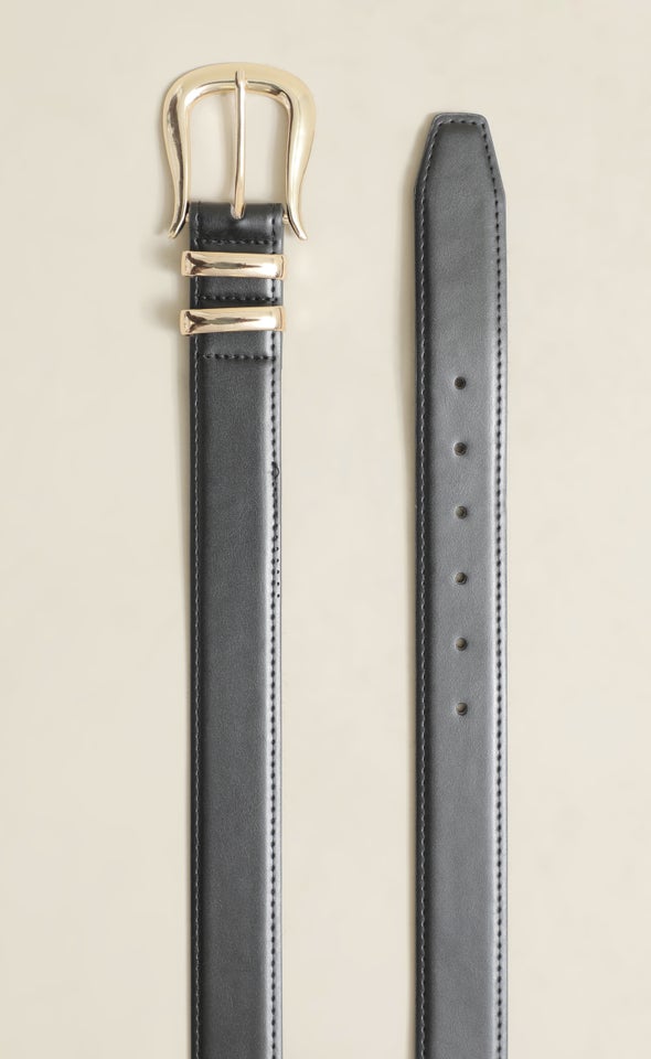 Curved Tip Jean Belt Gold/black