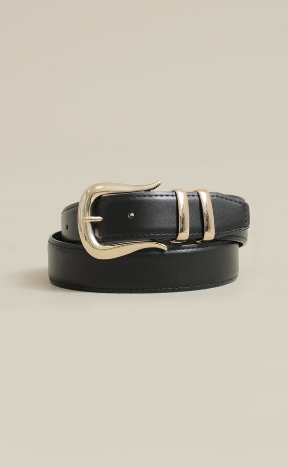 Curved Tip Jean Belt Gold/black