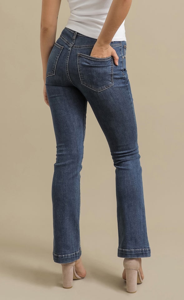 Dark Wash Flare Jeans Indigo