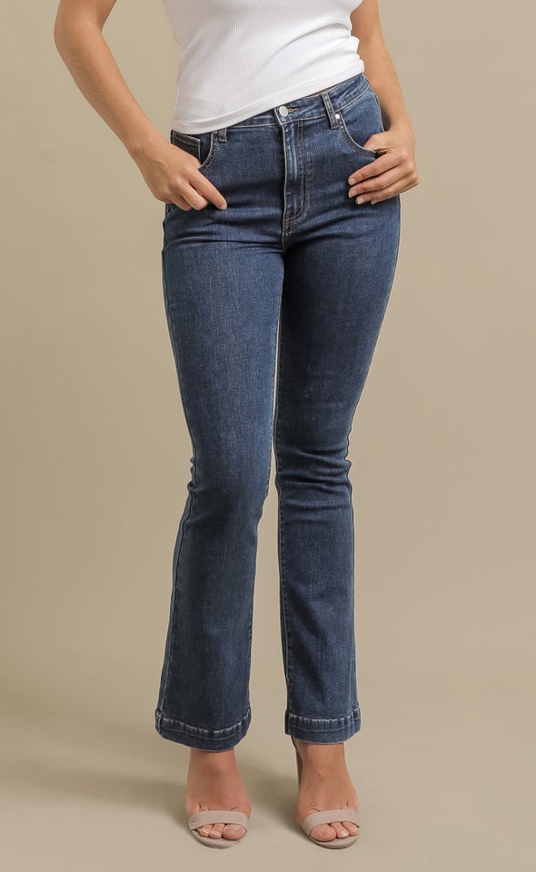 Dark Wash Flare Jeans Indigo