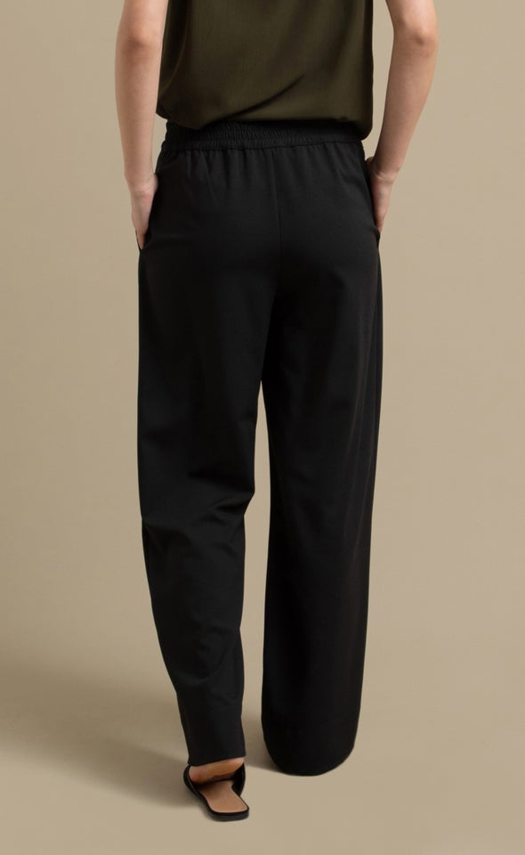 Flat Front Wide Leg Pant Black