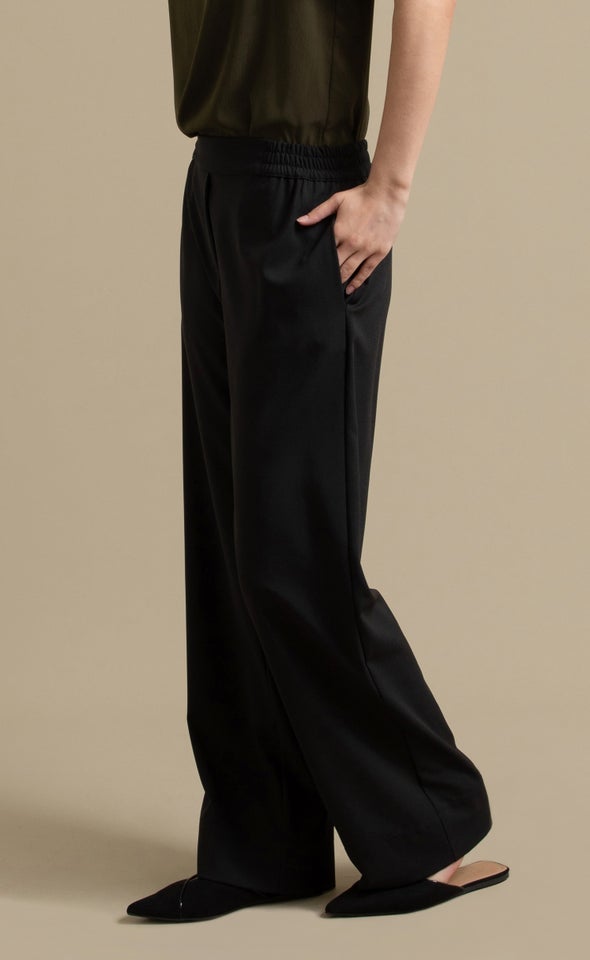 Flat Front Wide Leg Pant Black