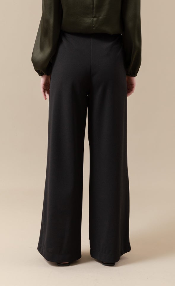 Flat Front Wide Leg Pants Black