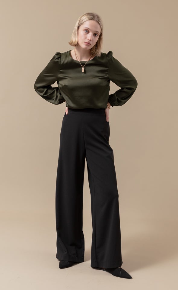 Flat Front Wide Leg Pants | Pagani