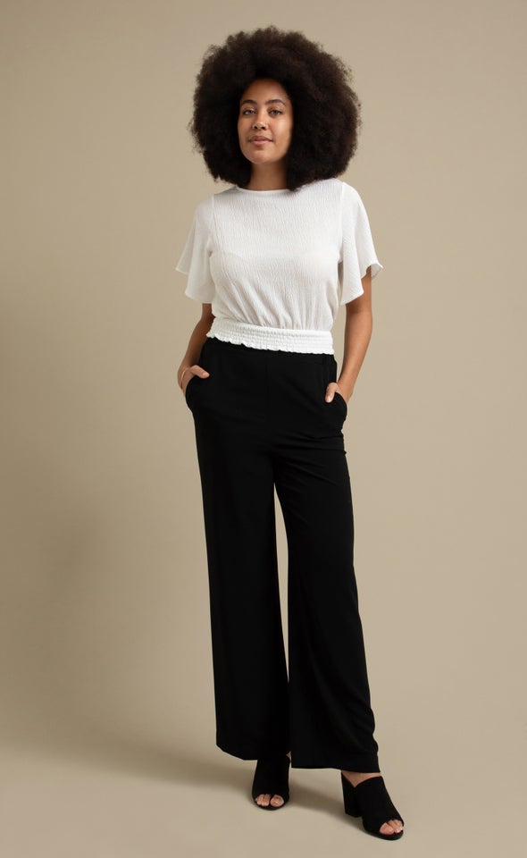 Flat Front Wide Leg Pants Black