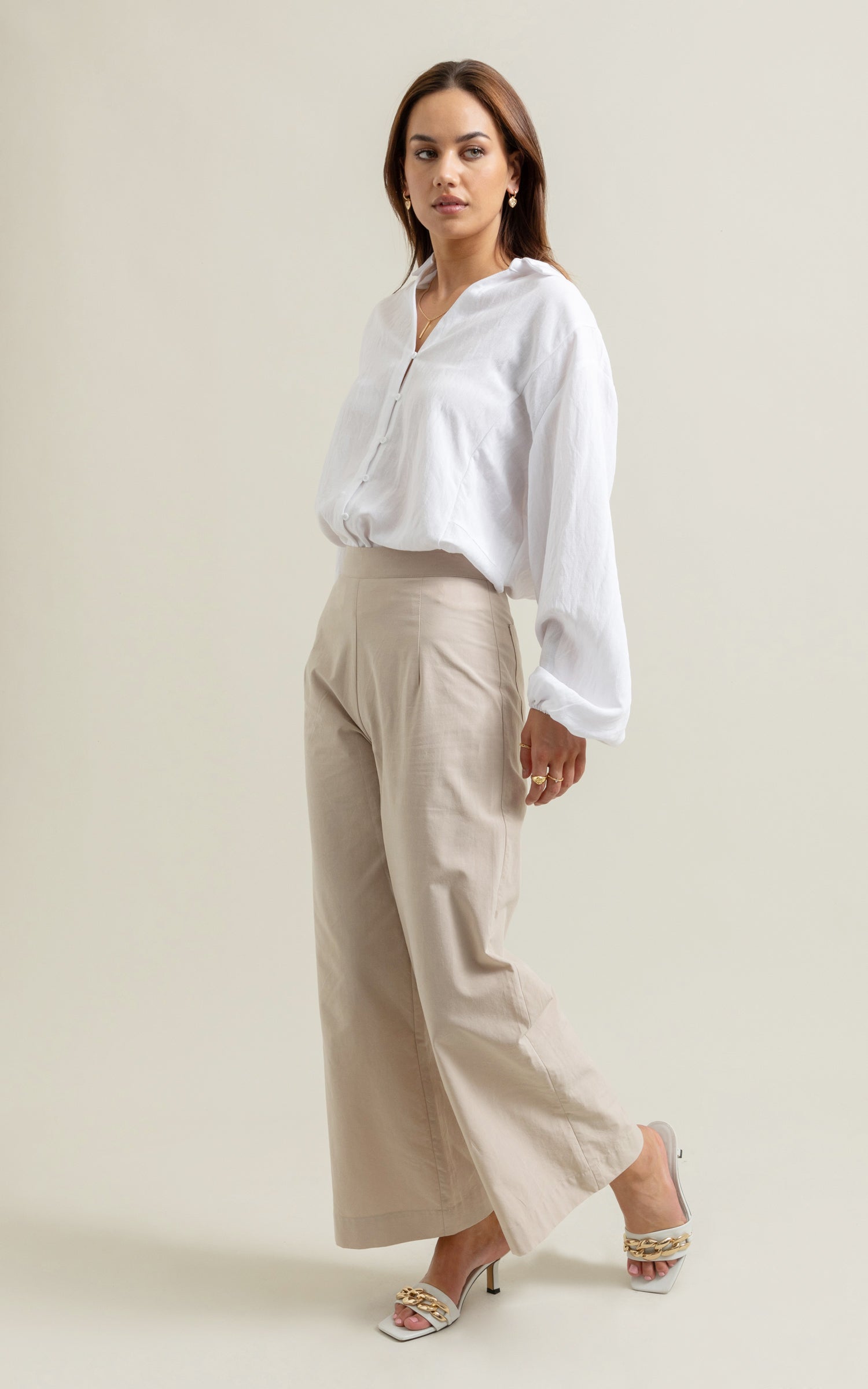 Flat Front Wide Leg Pants | Pagani