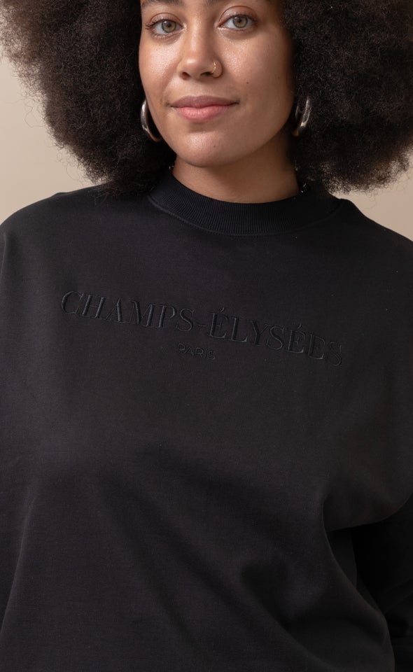 Fleece Crew Sweatshirt Black/champs-elysees