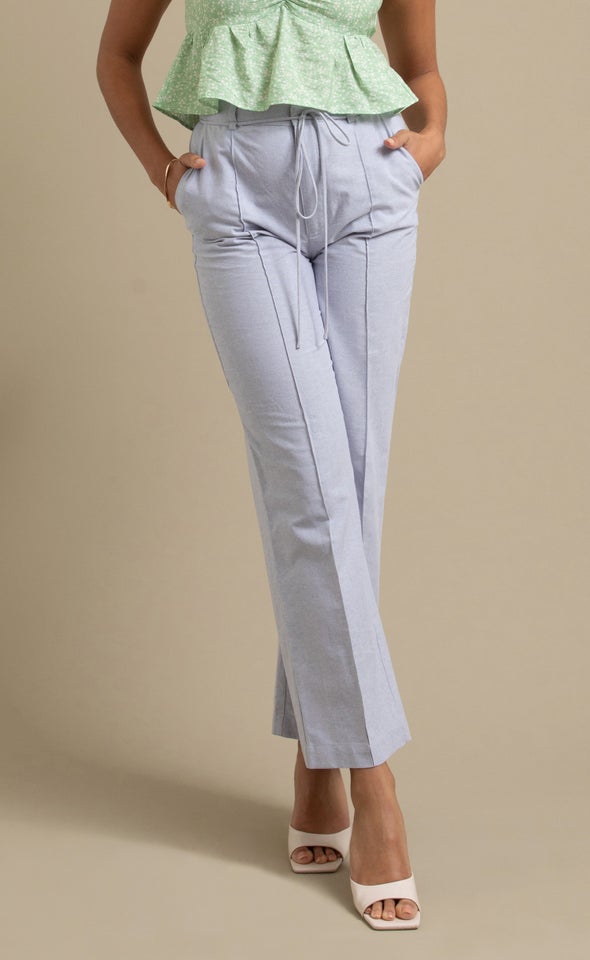 Front Pintuck Wide Leg Pants Indigo