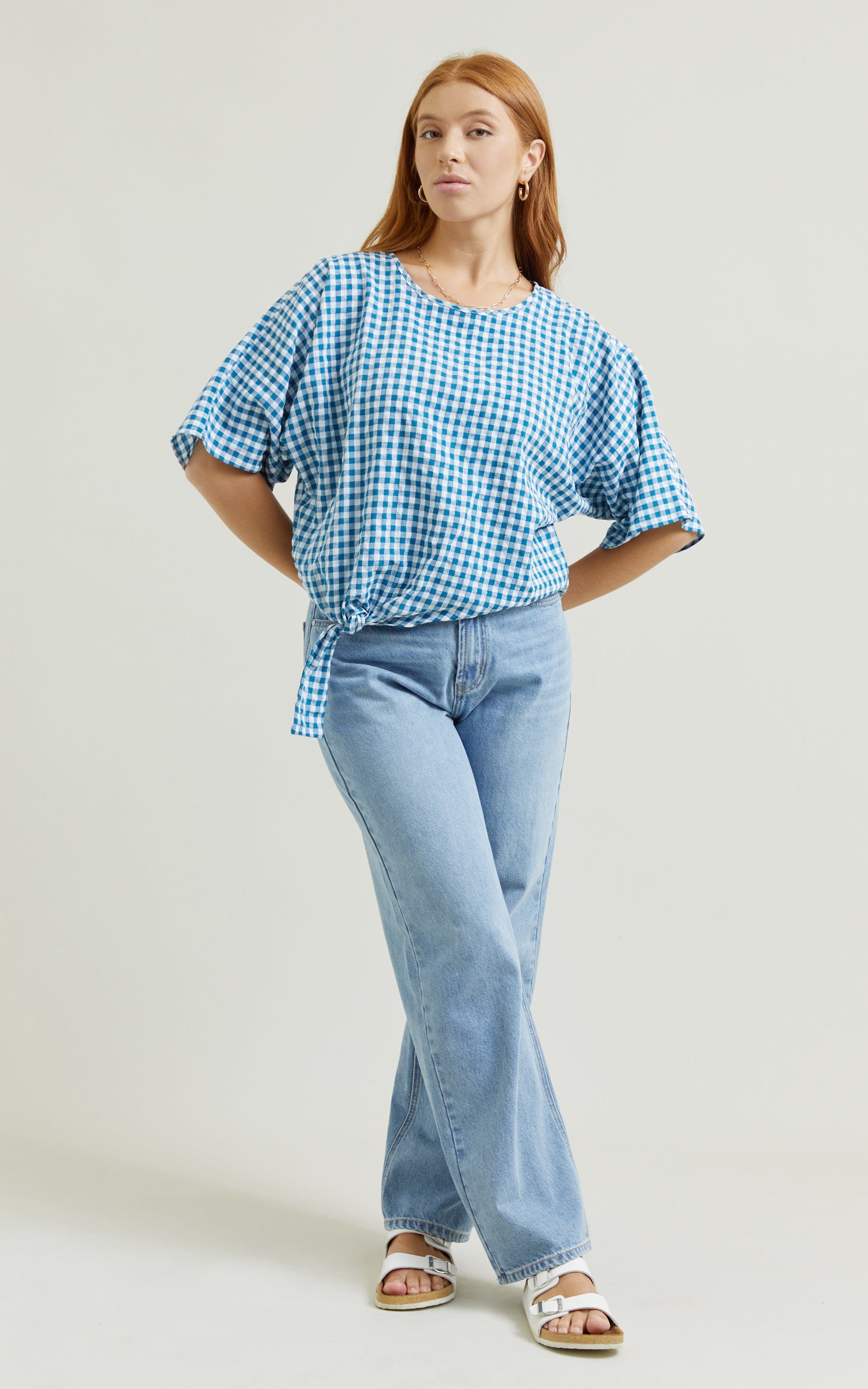 Blue sales batwing top