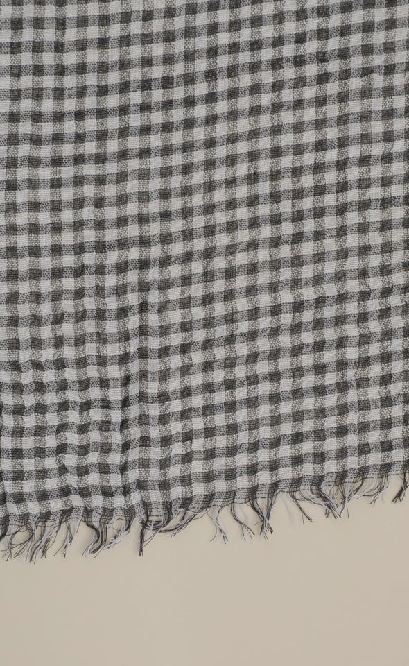 Gingham Print Scarf Black