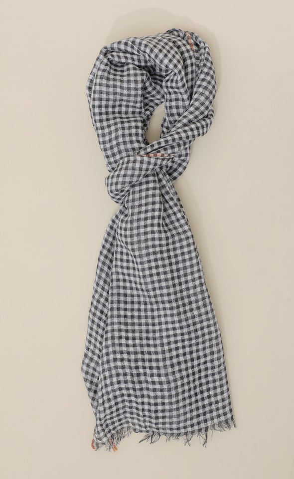 Gingham Print Scarf Black