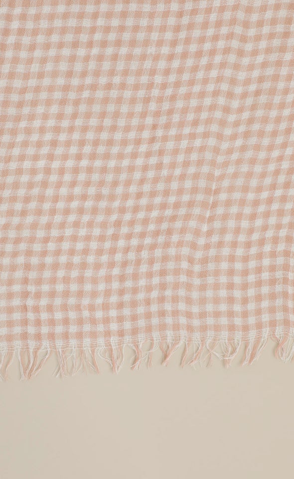 Gingham Print Scarf Blush