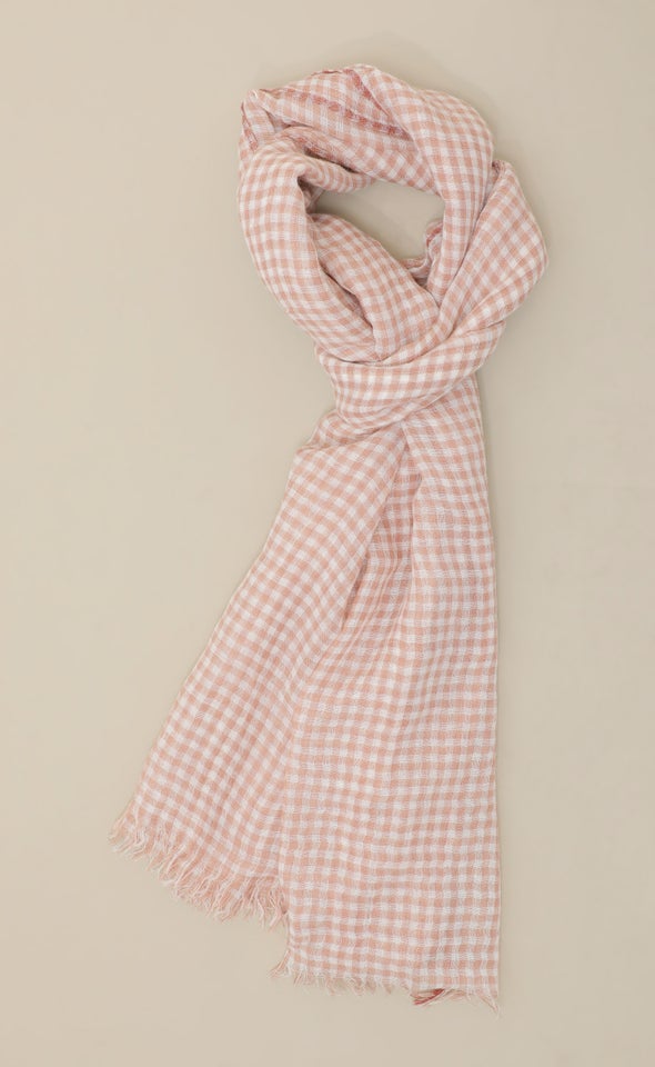 Gingham Print Scarf Blush