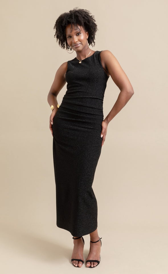 Glitter Knit Gown Black