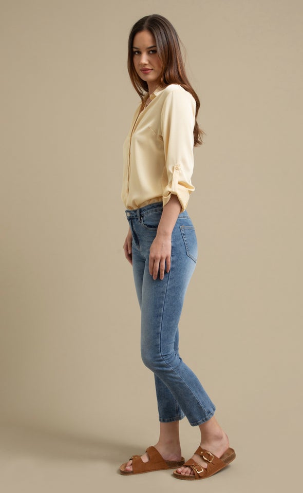 High Rise Cropped Skinny Jeans Blue