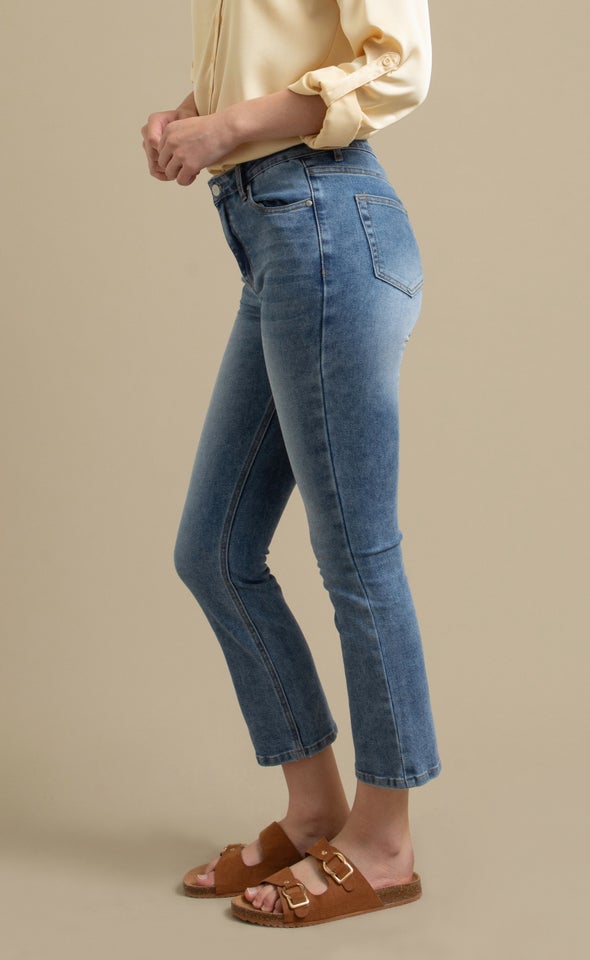 High Rise Cropped Skinny Jeans Blue