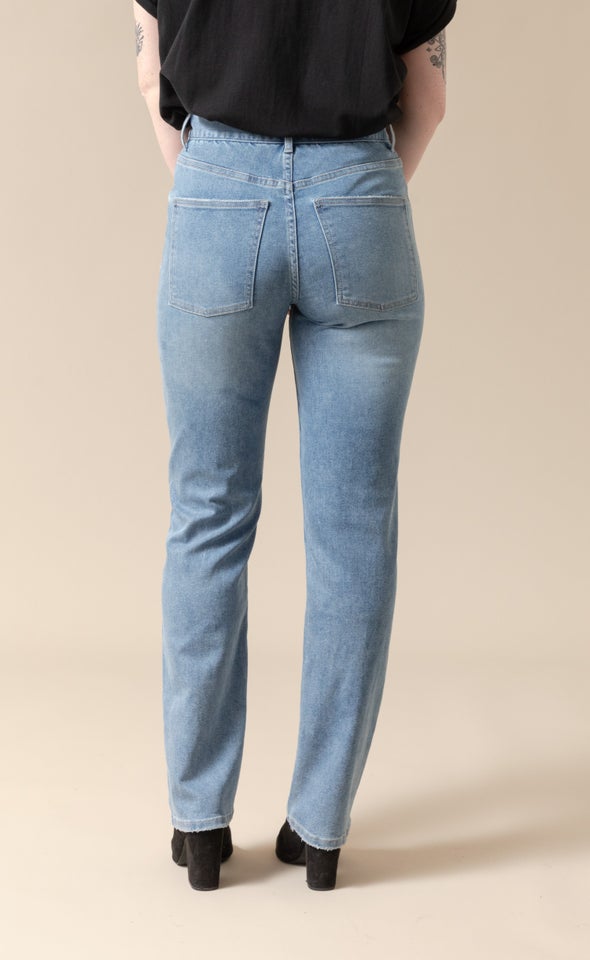 High Rise Straight Leg Jeans Blue