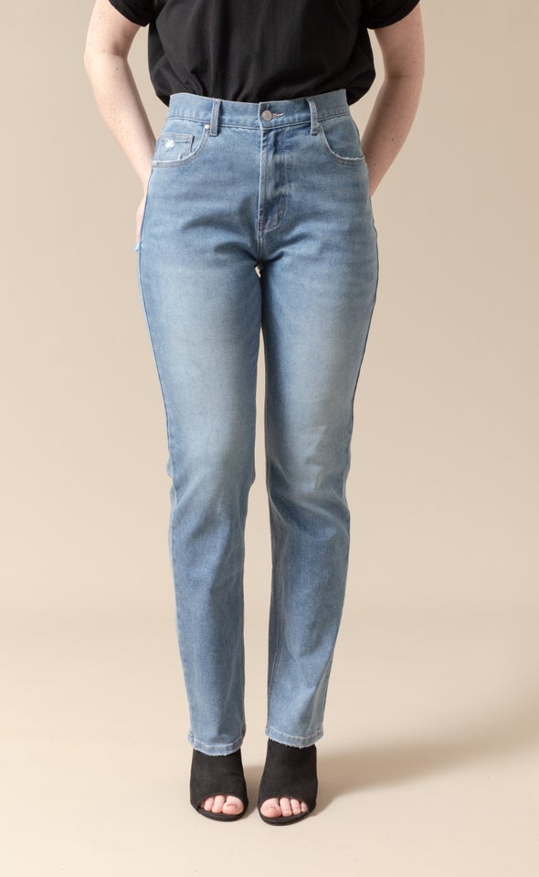 High Rise Straight Leg Jeans Blue