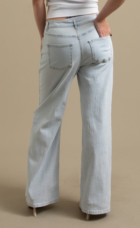 High Waist Wide Leg Jeans Light Blue