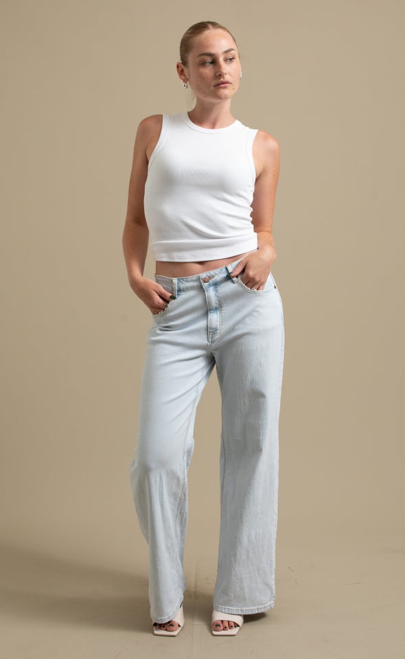 High Waist Wide Leg Jeans Light Blue