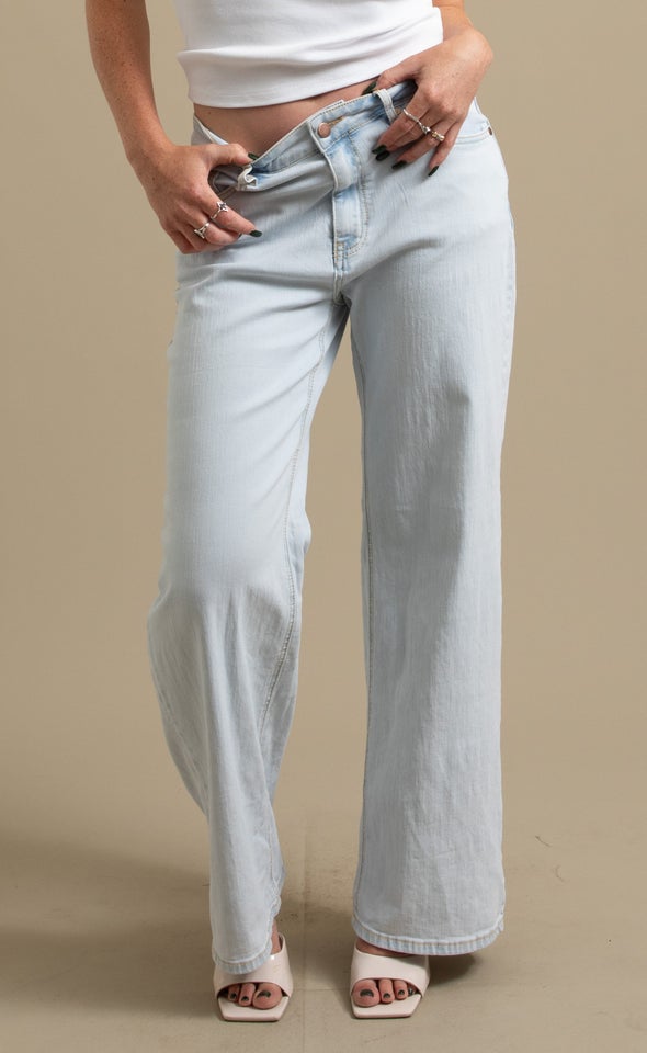 High Waist Wide Leg Jeans Light Blue