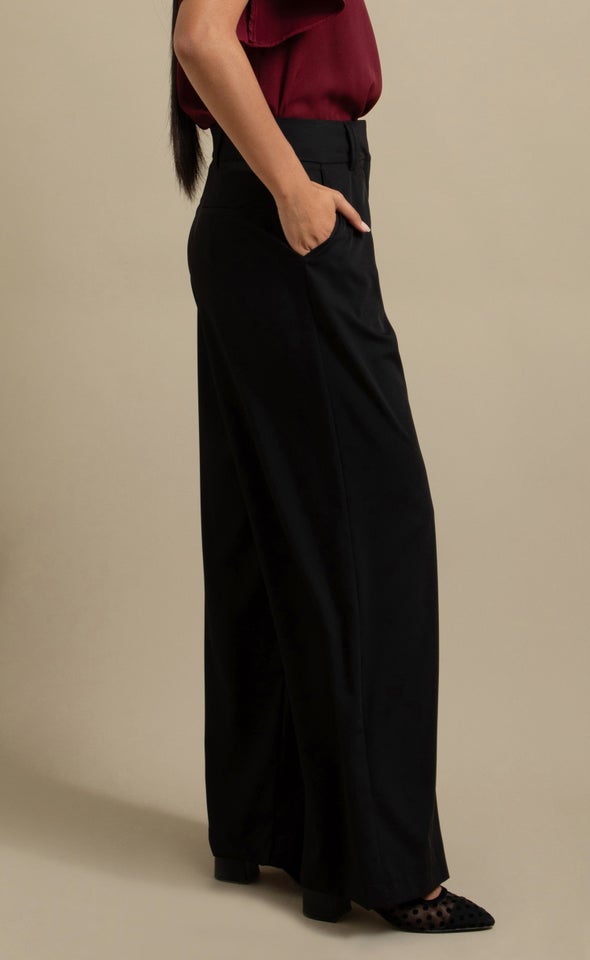 High Waist Wide Leg Pants Black