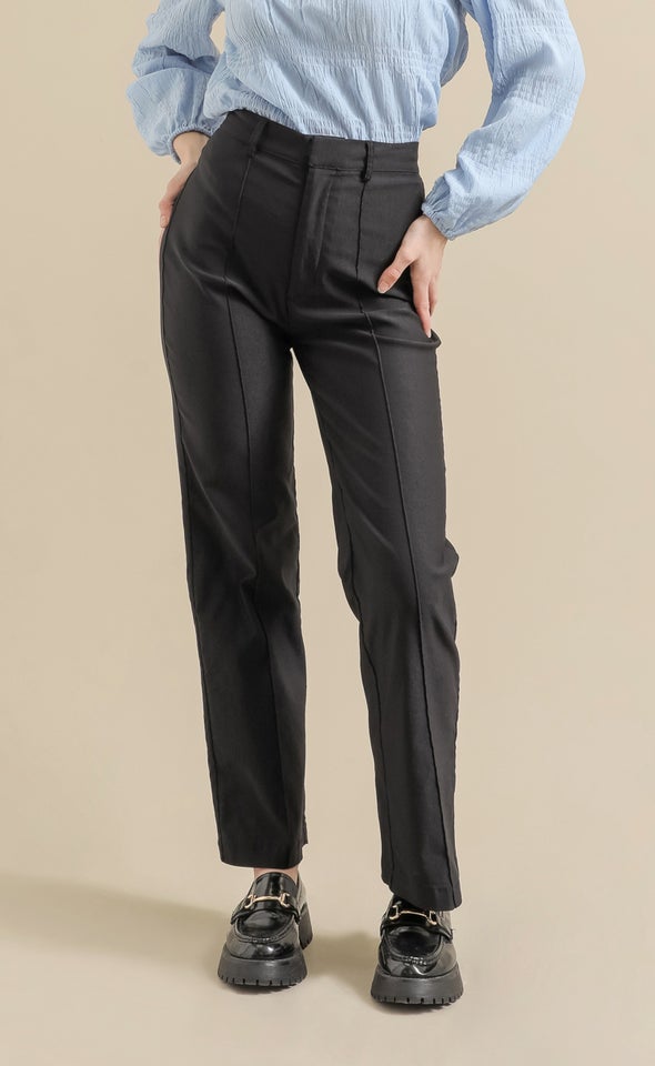 High Waist Centre Seam Beng Pants Black