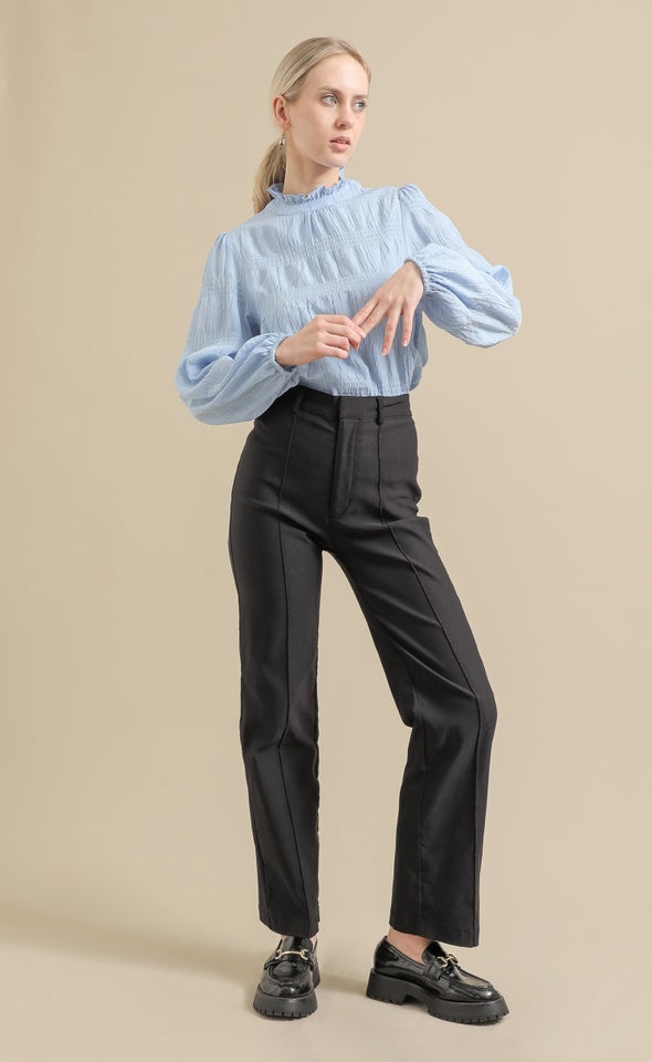 High Waist Centre Seam Beng Pants Black