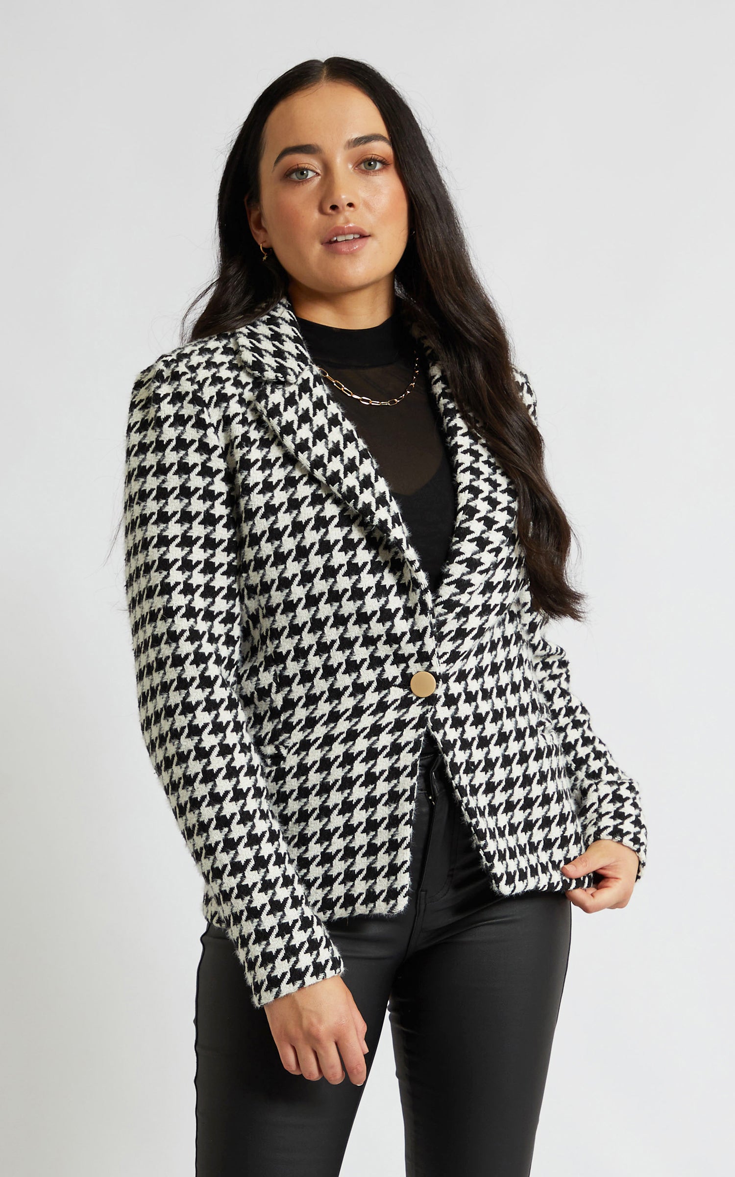 Houndstooth Blazer Pagani   Houndstooth Blazer Black White Main 66792 