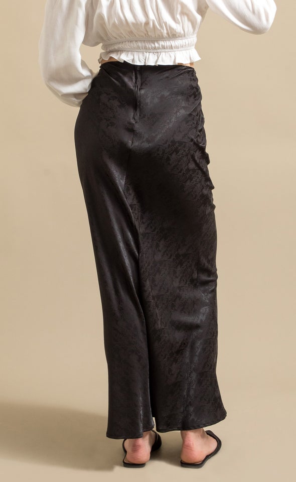 Jacquard Satin Maxi Skirt Black