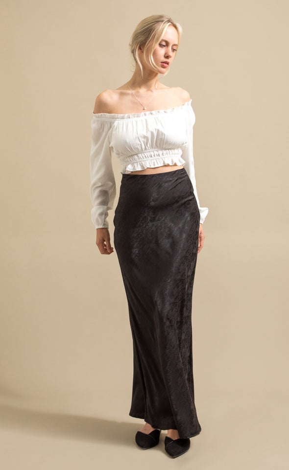 Jacquard Satin Maxi Skirt Black