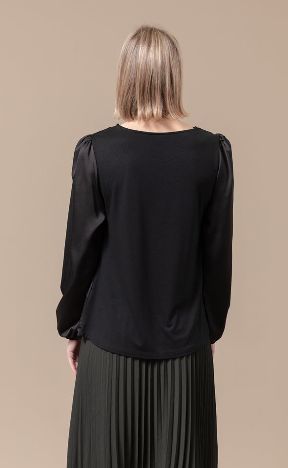 Jersey Back LS Top Black