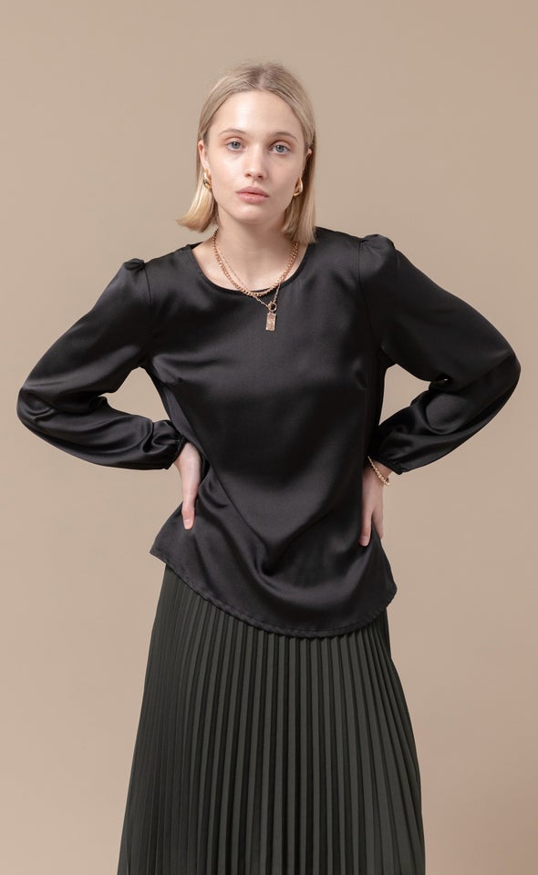 Jersey Back LS Top Black