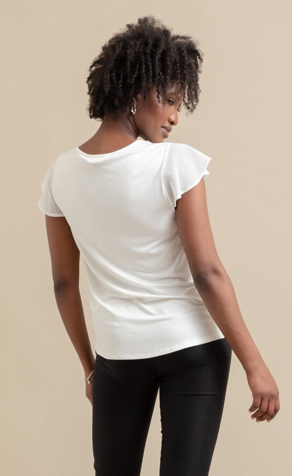 Jersey Back Scoop Neck Top Cream