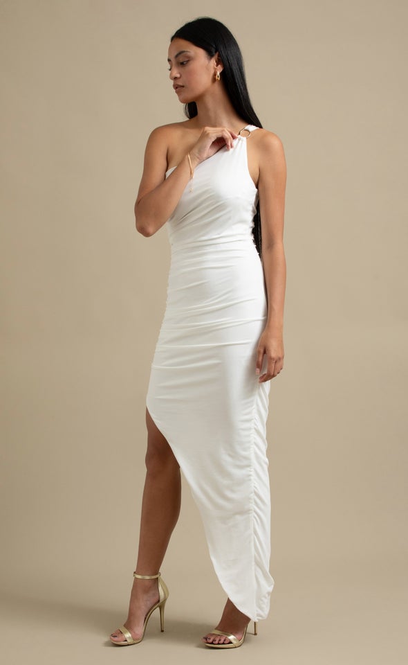 Jersey Cutaway Gown White/gold