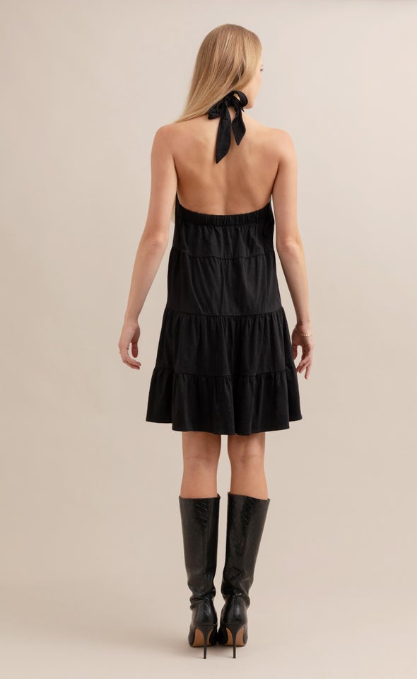 Jersey Halter Neck Dress Black