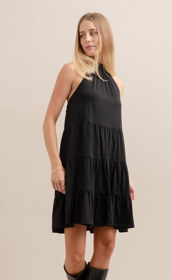 Jersey Halter Neck Dress Black