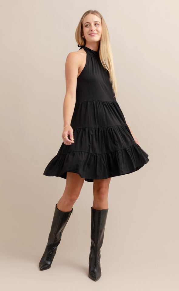 Jersey Halter Neck Dress Black