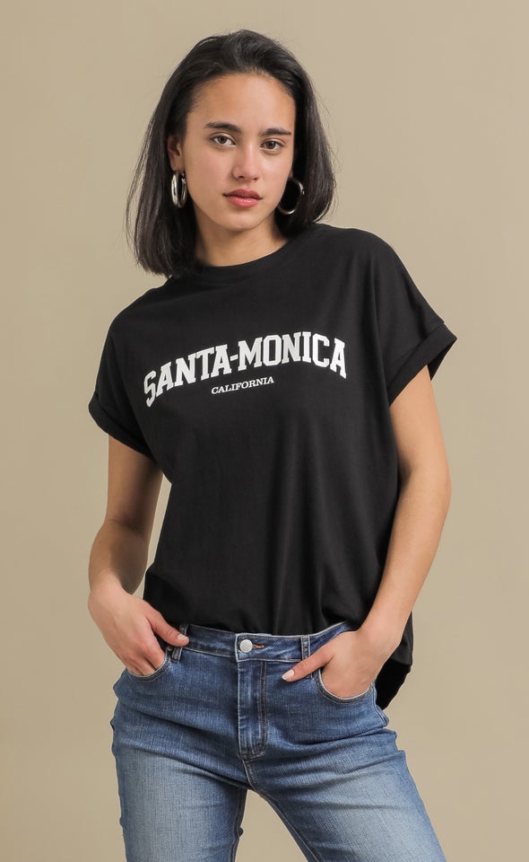 Jersey Print T-Shirt Blk/santa-monica