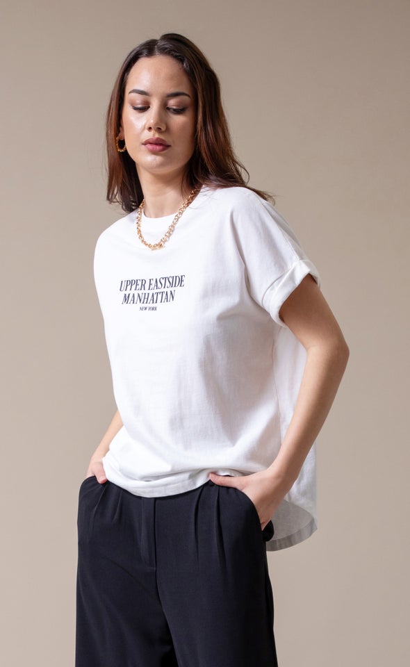 Jersey Print T-Shirt Cream/manhattan