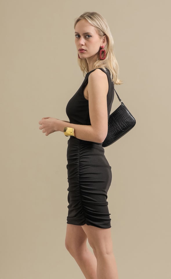 Jersey Ruched Dress Black