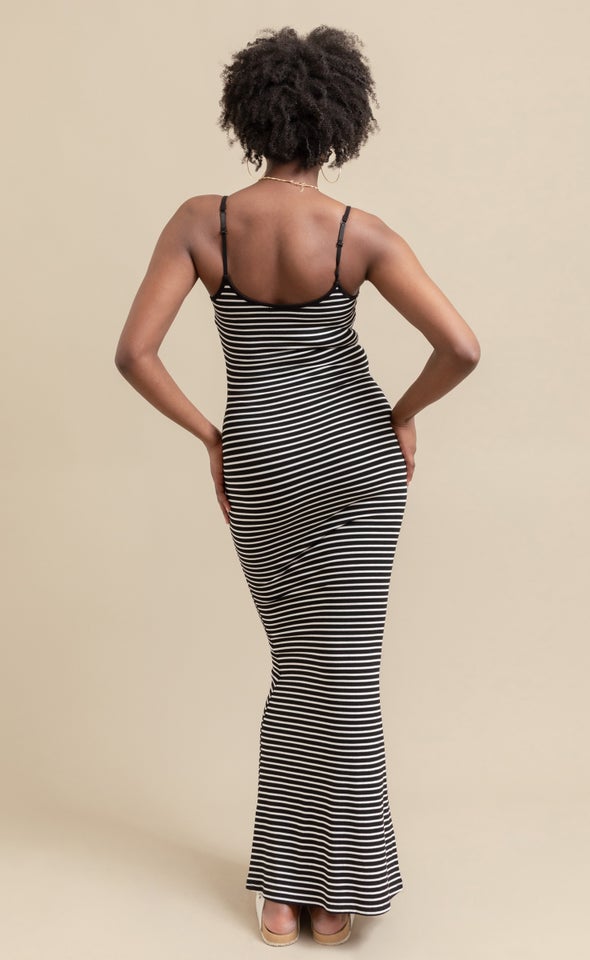 Jersey Stripe Slip Maxi Black/white