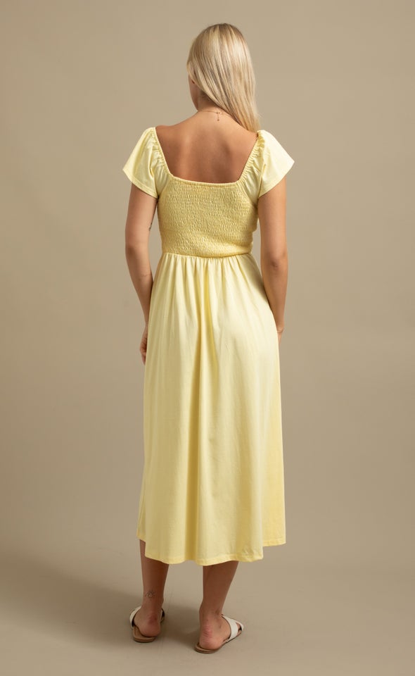 Jersey Sweetheart Midi Dress Lemon